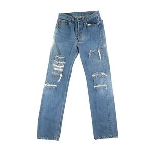 Vintage Levis 501 Jeans Mens Size 28x32‎ Distressed Denim Straight Leg USA Made